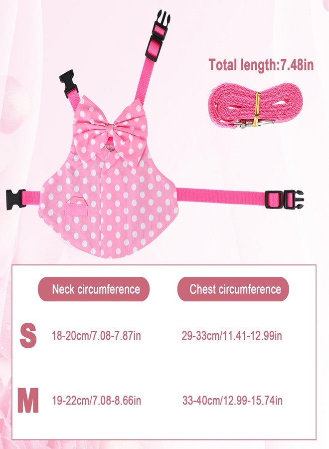 BOHUIZ Rabbit Harness and Leash Set, Pink Polka Dot Bunny Suit, Cute Easter Bunny Clothes with Cute Bow for Outdoor Training Camping Walking Escape Proof Pink(M) - Image 2